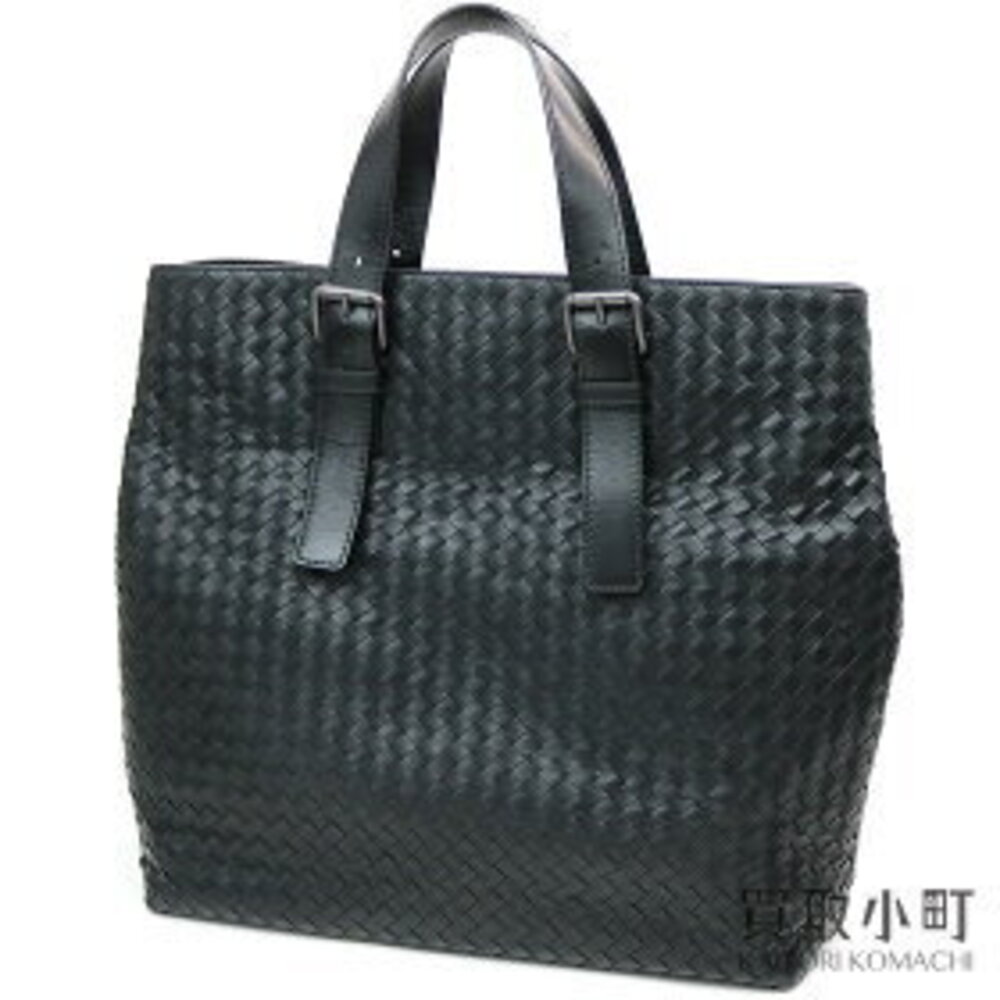 Bottega Veneta Nero Black Intrecciato Calfskin Tote Bag shoulder vertical style